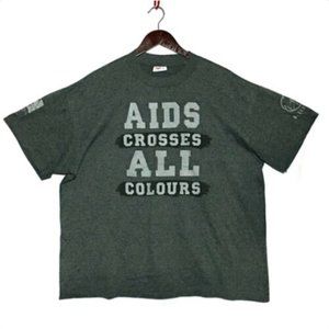 Vintage 80's Tee Jays Aids Awareness T Shirt XL Virgin Megastore Single Stitch